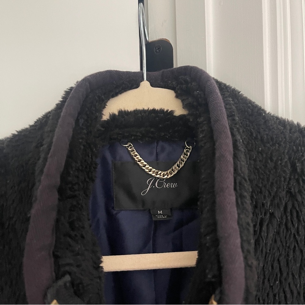 J. Crew Black Sherpa Teddy Coat Zip Up - Picture 5 of 6